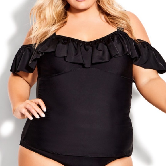 Avenue Other - 42 AVENUE Ruffle Tankini Top - black retails $89.00 NWT size 28